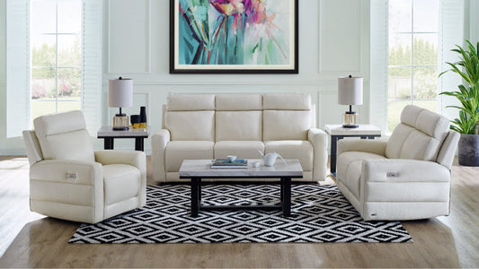 White leather recliner couches
