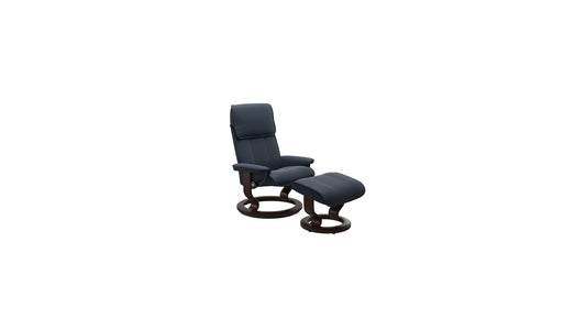 Admiral Large Classic Base Recliner and Ottoman