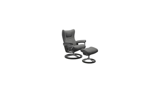 Wing Medium Classic Base Recliner and Ottoman