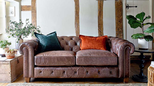 Leather couch with dried cracks