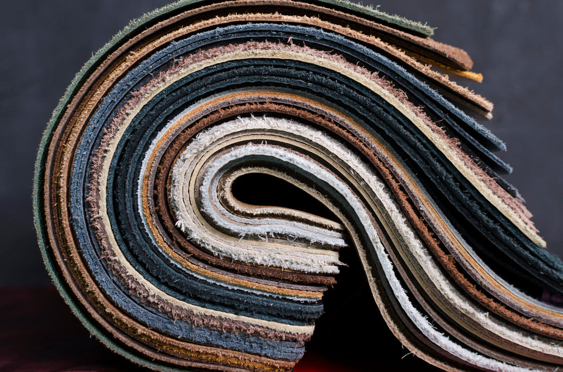 Dyed leather swatches