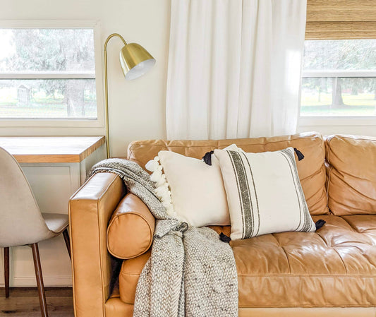 Pillows on Leather Couch