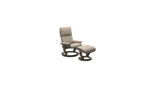 Admiral Medium Classic Base Recliner and Ottoman
