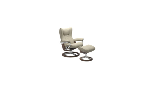 Wing Large Classic Base Recliner and Ottoman