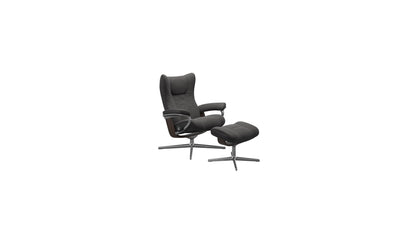 Wing Medium Cross Base Recliner and Ottoman